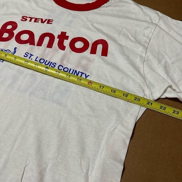 Vtg Screen Starts 80s Mens Ringer Shirt Single Stitch USA GOP politics Banton XL - Picture 7 of 8